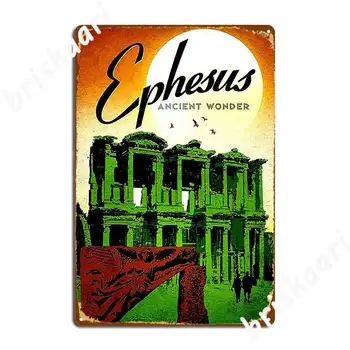 Древното чудо Турция в Ефес, Ретро туристически плакат, Метална табела, Стенни табели, Клубна Домашна Лидице табела, Плакат