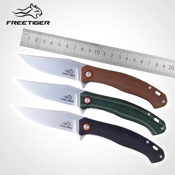 Джобни сгъваеми ножове FREETIGER С ленена дръжка за къмпинг, самозащита, риболов, разходки, ЕРП-нож, Кухненски малък нож FT958