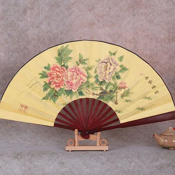 1 бр. китайски сгъваем вентилатор с шарките на китайската стенописи, полиестерни ръчни вентилатори, случаен стил