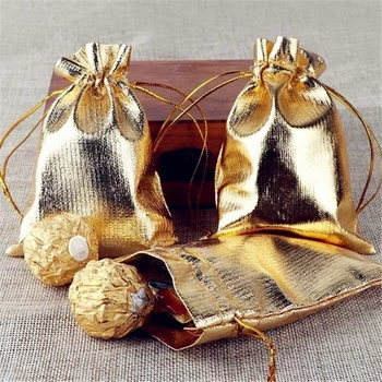 50шт Фолио За Партита Подаръчни Торбички За Опаковане на Подаръци, за да проверите За ергенски партита Очарователен Златен шнур за Бижута