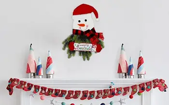 Коледен венец във формата на Снежен, Зимен празничен декор за камина с борови игли, Многофункционални коледна украса, Консумативи