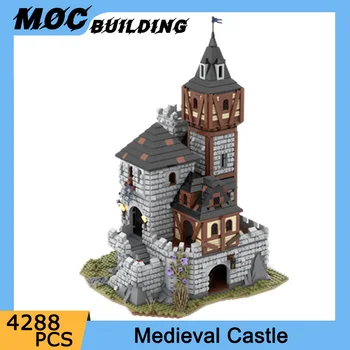 MOC Модел на Средновековен замък Строителни блокове Кула Стена на Портата на Крепостта Творчески Идеи със собствените си Ръце Монтаж на Тухлите Играчки, Подаръци за рожден Ден, Коледа