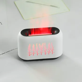 Ароматни дифузор-овлажнител с led пламък, Защита от тихи, автоматично изключване, Зареждане чрез USB, Дифузор-овлажнител на етерични масла с цветна подсветка