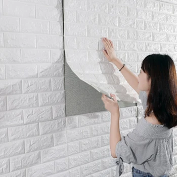 Самозалепващи се тапети САМ Водоустойчиви стикери за стена 70 см х 1 м Декор Класическа украса спални Пенопластовый тухлена модел 3D Къща